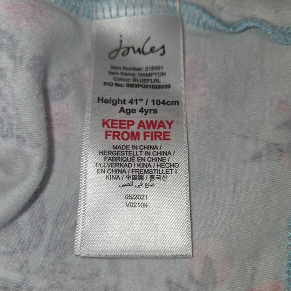 Joules Girls Floral Long Sleeve Dress 4Y Blue 3943 - Picture 5 of 8